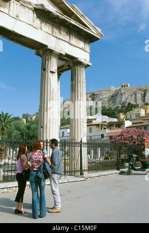 Bibliothèque d'Hadrien, l'Acropole, Athènes, Grèce, Europe Banque D'Images