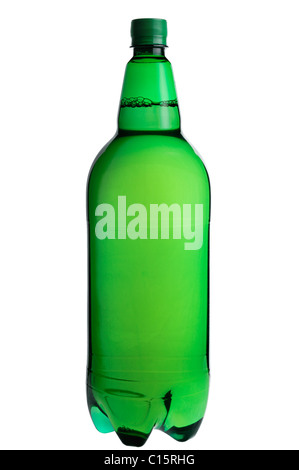 Bouteille en plastique vert, Cut Out. Banque D'Images
