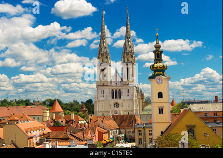 La cathédrale néo-gothique de l'Assomption de la Bienheureuse Vierge Marie, Zagreb, Croatie Banque D'Images