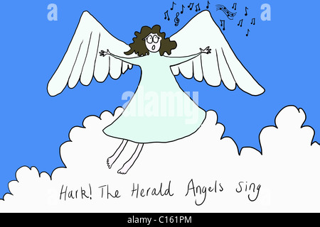 Angel singing hark The Herald Angels Sing, illustration Banque D'Images