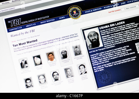 FBI Most Wanted list website Banque D'Images