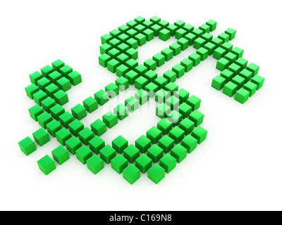 Cubes de Green Dollar sign isolated on white Banque D'Images