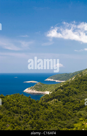 Paysage côtier de l'île de Mljet, Dubrovnik-Neretva county, Dalmatie, Croatie, Europe Banque D'Images