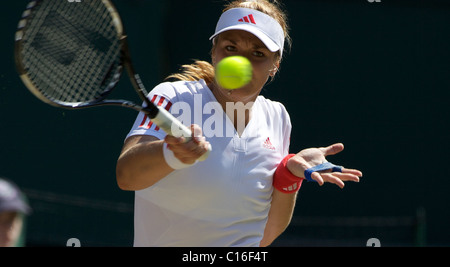 Sabine Lisicki, l'Allemagne, dans l'action au All England Lawn Tennis Championships, à Wimbledon, Londres, Angleterre. Banque D'Images