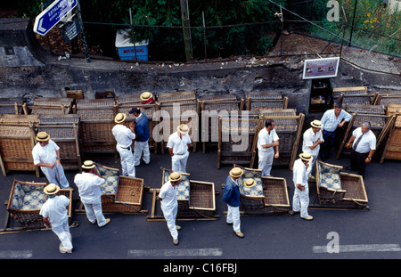 Panier traîneaux, Monte, Funchal, Madeira, Portugal, Europe Banque D'Images