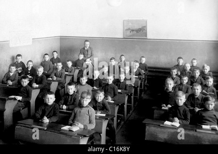 Photographie, schoolclass historique, tous les garçons Banque D'Images