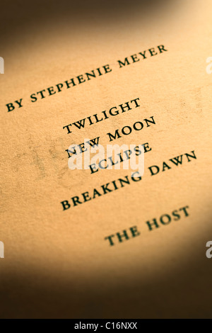 Twilight saga Liste des livres écrits par Stephanie Meyer Banque D'Images