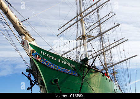 Rickmer Rickmers, bateau musée dans le port de Hambourg, voilier avec proue, Tall Ship, trois-mâts barque, le Windjammer Banque D'Images