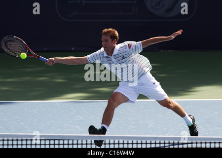 Florian Mayer (GER) en action à la Dubai Tennis Championships 2011 Banque D'Images