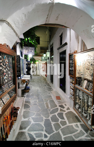 Vieux Marché, pavés, alley, Naxos, Cyclades, Grèce, Europe Banque D'Images