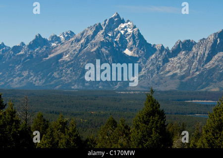 Sommet du signal Mountain Road,East Tetons,Mont Moran,Jenny Lake Jackson,trous,Rivière Snake,Parc National de Grand Teton, Wyoming, USA Banque D'Images