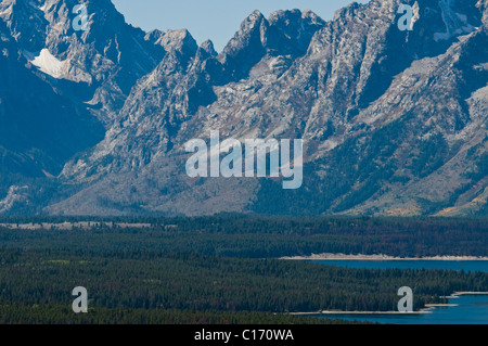 Sommet du signal Mountain Road,East Tetons,Mont Moran,Jenny Lake Jackson,trous,Rivière Snake,Parc National de Grand Teton, Wyoming, USA Banque D'Images