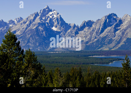 Sommet du signal Mountain Road,East Tetons,Mont Moran,Jenny Lake Jackson,trous,Rivière Snake,Parc National de Grand Teton, Wyoming, USA Banque D'Images