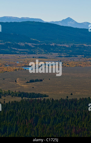 Sommet du signal Mountain Road,East Tetons,Jackson Hole Appartements,Rivière Snake,Parc National de Grand Teton, Wyoming, USA Banque D'Images