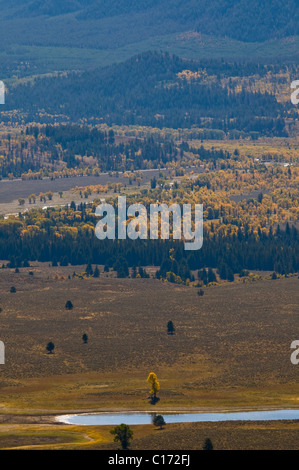 Sommet du signal Mountain Road,East Tetons,Jackson Hole Appartements,Rivière Snake,Parc National de Grand Teton, Wyoming, USA Banque D'Images