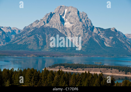 Sommet du signal Mountain Road,East Tetons,Mont Moran,Jenny Lake Jackson,trous,Rivière Snake,Parc National de Grand Teton, Wyoming, USA Banque D'Images