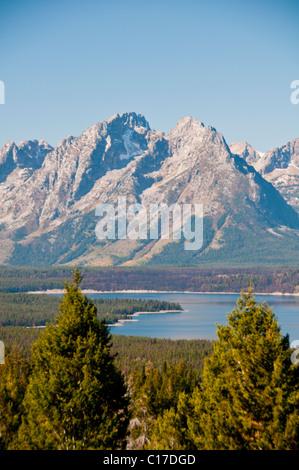 Sommet du signal Mountain Road,East Tetons,Mont Moran,Jenny Lake Jackson,trous,Rivière Snake,Parc National de Grand Teton, Wyoming, USA Banque D'Images