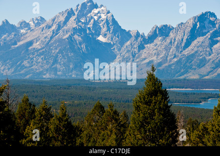 Sommet du signal Mountain Road,East Tetons,Mont Moran,Jenny Lake Jackson,trous,Rivière Snake,Parc National de Grand Teton, Wyoming, USA Banque D'Images