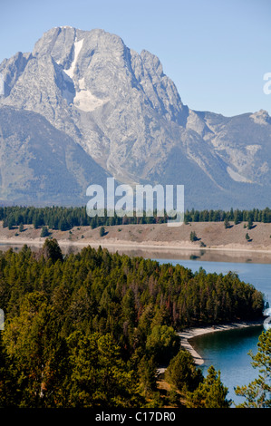 Sommet du signal Mountain Road,East Tetons,Jackson Hole Appartements,Rivière Snake,Parc National de Grand Teton, Wyoming, USA Banque D'Images