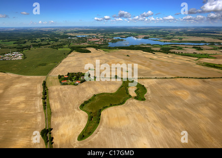 Vue aérienne, champs, lacs du Mecklembourg, Sternberg, Mecklembourg-Poméranie-Occidentale, Allemagne, Europe Banque D'Images