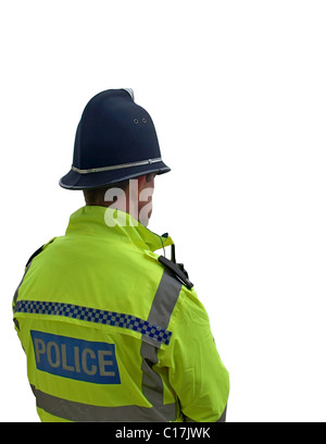 Un policier britannique sur le Beat - Isolé sur fond blanc Banque D'Images