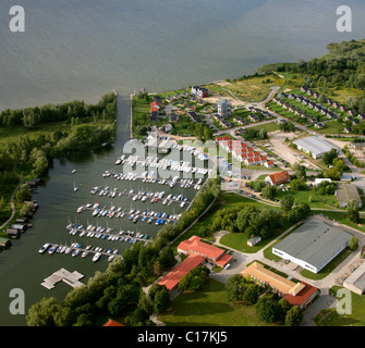 Photographie aérienne, Marina Müritz, Clas-Lake, lac Kleine Mueritz, Parc National de la Müritz, Mecklenburg Lake District, Rechlin Banque D'Images