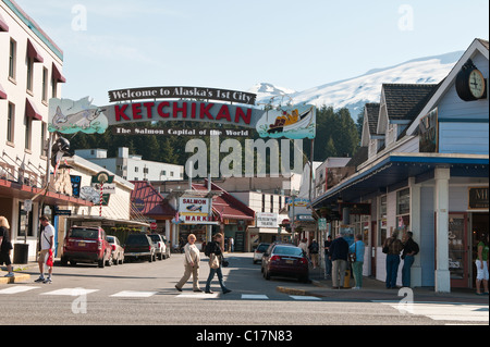 Ketchikan, Alaska. La rue principale de Ketchikan, Alaska du Sud-Est. Banque D'Images