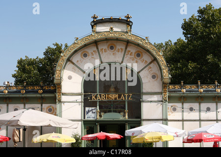 Stadtbahn-Pavillon, Otto Wagner station prémétro bruxellois art nouveau, Vienne, Autriche, Europe Banque D'Images