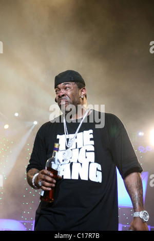 Le rappeur américain Busta Rhymes en mart 2007. Palais de glace, Saint-Pétersbourg, Russie. Banque D'Images