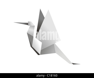 L'un des gris Origami Stork. Fichier vecteur disponible. Banque D'Images