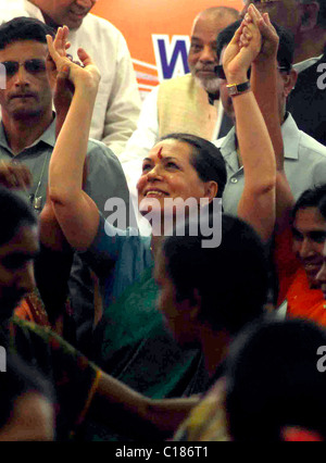 L'Inde United Progressive Alliance Président et président parti du congrès Sonia Gandhi, fréquente l'affectation de Banque D'Images