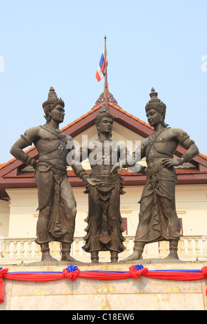 Monument aux trois rois à Chiang Mai, Thaïlande Banque D'Images