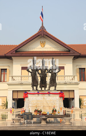 Monument aux trois rois à Chiang Mai, Thaïlande Banque D'Images