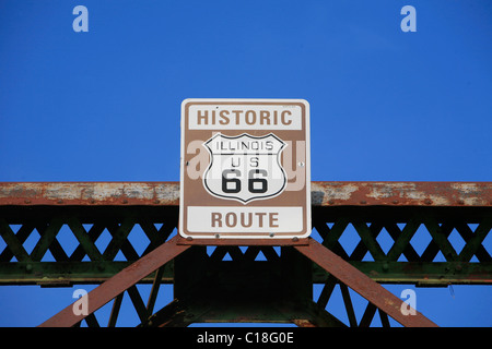 Ancienne chaîne de roches Pont sur le fleuve du Mississippi entre le Missouri et l'Illinois, l'historique Route 66 au Missouri, USA Banque D'Images