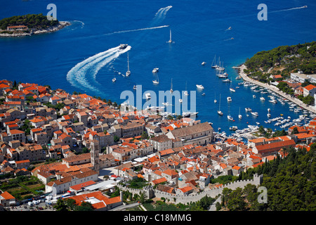 Panorama de la vieille ville de Hvar Banque D'Images