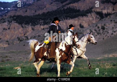 United States, Wyoming, Cody, montagnes Absaroka, Wrangler à Double Diamond X Ranch Banque D'Images