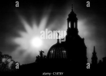 Frauenkirche de Dresde Dresde Nacht - église Notre Dame de nuit 04 Banque D'Images