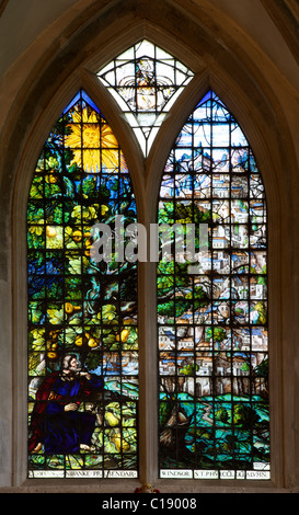 Jonas Fenêtre, conçu par Abraham van Linge, années 1630, avec la ville de Ninive, Cathédrale Christ Church, Oxford University, Oxford Banque D'Images
