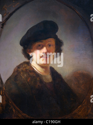 L'auto-portrait avec des yeux, d'après Rembrandt van Rijn, 1634, l'Ashmolean Museum of Art, University of Oxford, Oxfordshire, Angleterre Banque D'Images