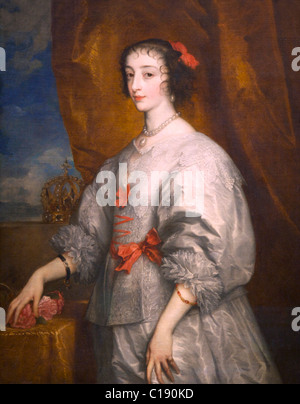 Reine Henrietta Maria, portrait par Sir Anthony Van Dyck, 1632, l'Ashmolean Museum of Art, University of Oxford, Oxfordshire, Angleterre Banque D'Images