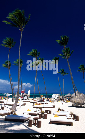 Palm Beach à Playa Bavaro, Punta Cana, République dominicaine, Caraïbes Banque D'Images