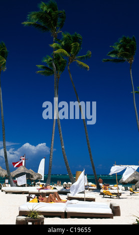 Palm Beach à Playa Bavaro, Punta Cana, République dominicaine, Caraïbes Banque D'Images