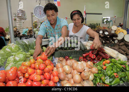 Panama,Amérique latine,Amérique centrale,Panama City,Ancon,Mercado Público,marché public,marché agricole couvert,stall,marchand,vendeur vendeurs,stall stalles Banque D'Images