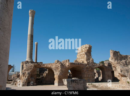 La Tunisie, Carthage, les ruines romaines, colonnes, colonne Banque D'Images