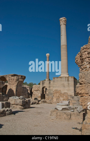 La Tunisie, Carthage, les ruines romaines, colonnes, colonne Banque D'Images