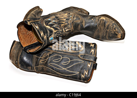 Utilisé avec des bottes, un aigle bleu détail, retiré et laissé sur le sol. Banque D'Images