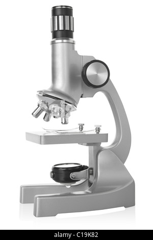 Microscope isolé sur fond blanc Banque D'Images