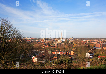 Vue de la ville de Norwich, Norfolk, England, United Kingdom, de St James Hill. Banque D'Images