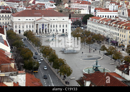 Rossio, Praça Dom Pedro IV, Lisbonne, Portugal Banque D'Images