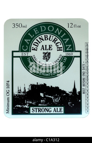 Édimbourg Caledonian Strong Ale l'étiquette du flacon - 1986-1994. Banque D'Images